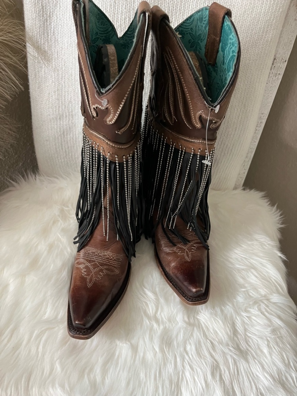 Corral Brown and Tan Leather Western Lace-Up Boots - Picture 2 of 10